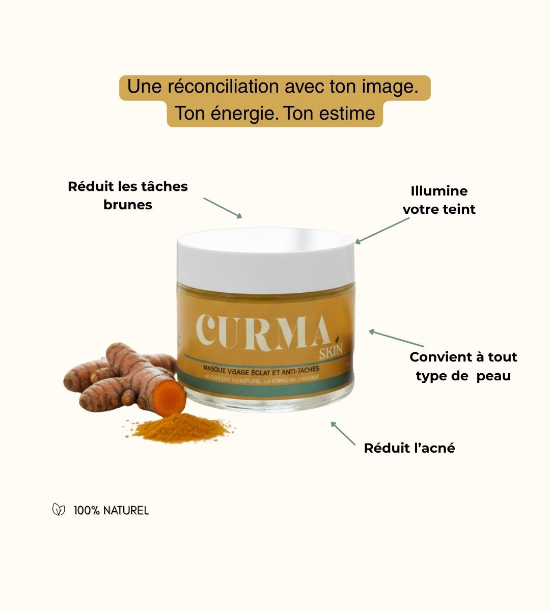 Masque Anti-tâches au curcuma + 1 pinceau applicateur OFFERT